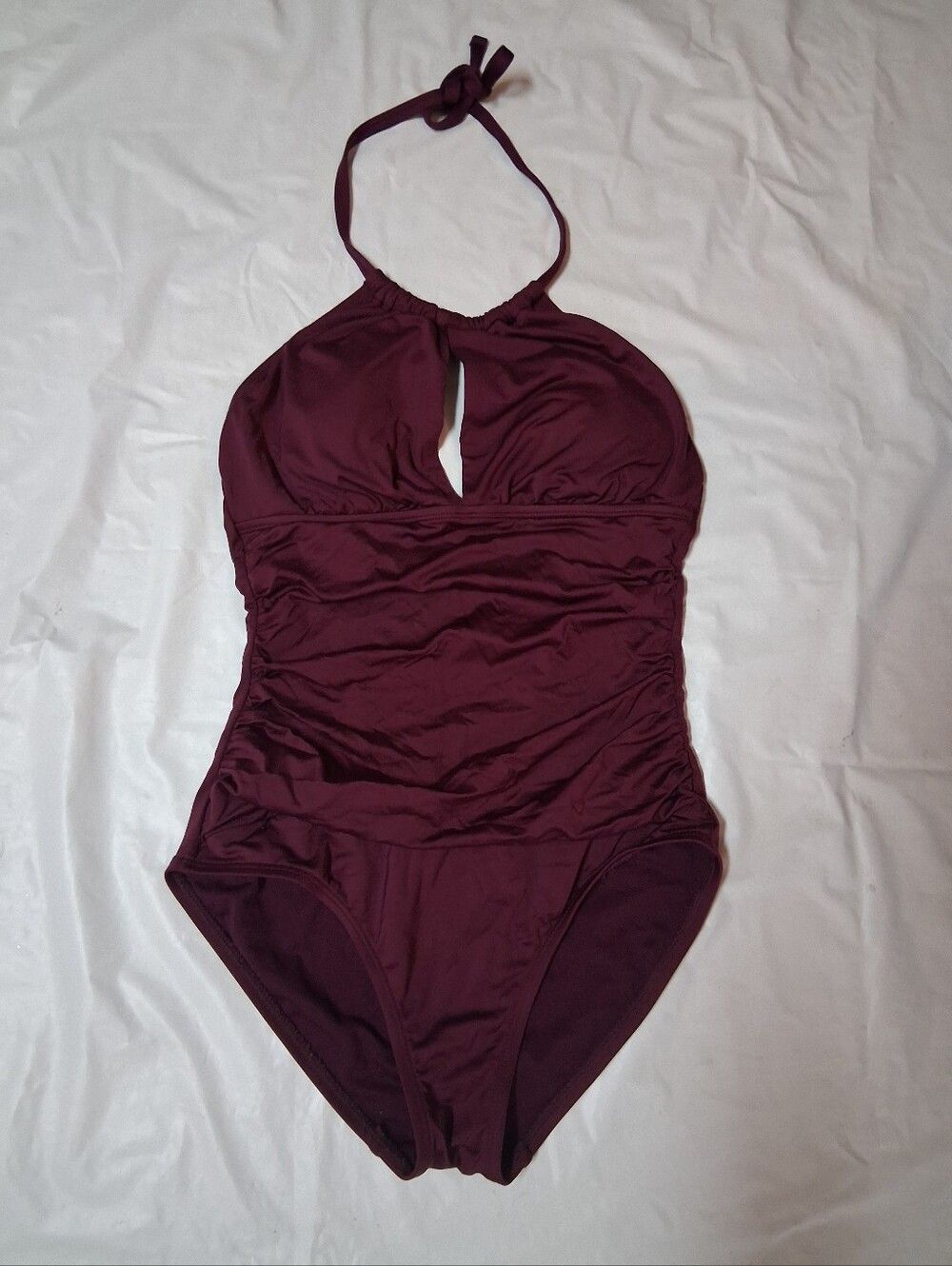Liz Claiborne Halter One-Piece Swimsuit in Deep Wine Size 6 Preowned